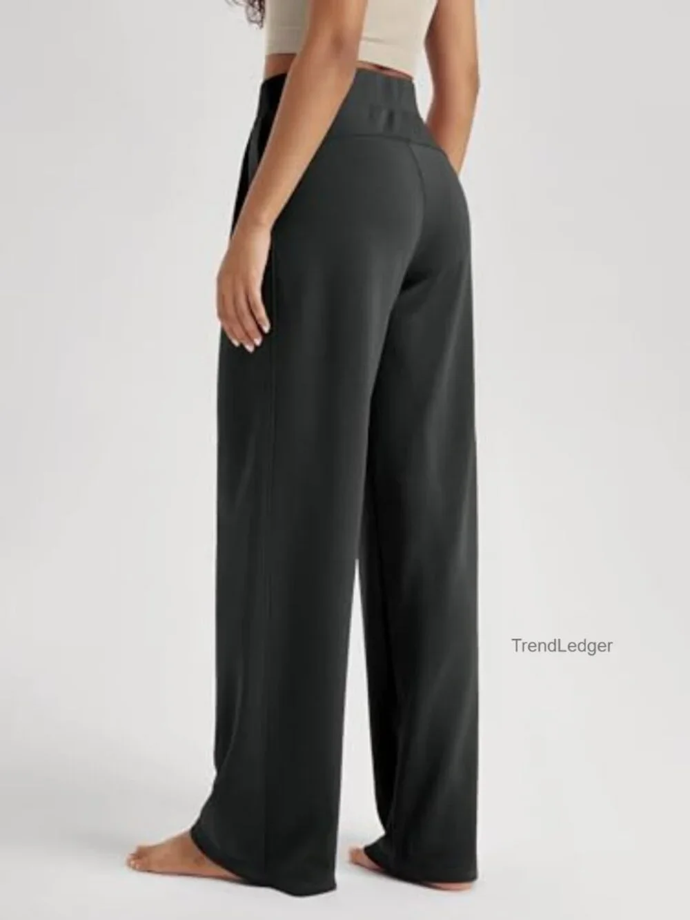 High Waist Wide Leg Pants with Pockets Modal Soft Loungewear - Picture 3 of 7